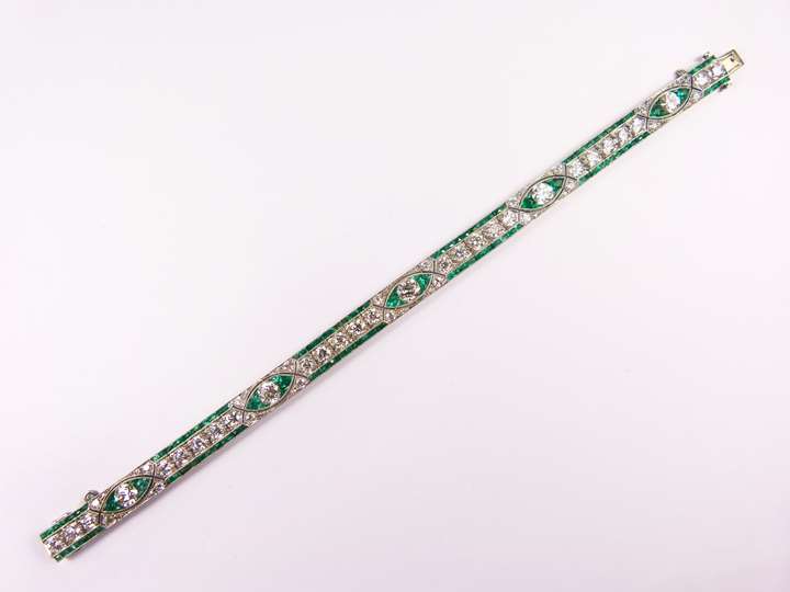 Early 20th century emerald and diamond bracelet
